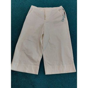 Prologue Women's Wide-Leg Cropped Pants White Stretch Pocket Flat Front 12